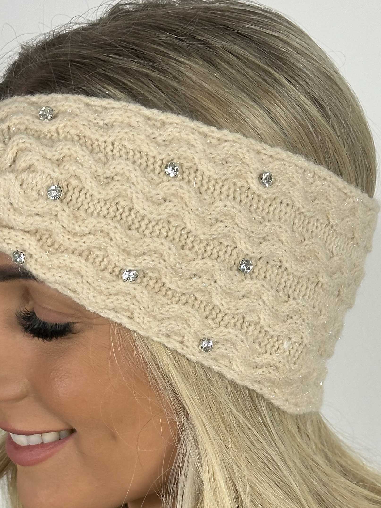 Daisy - Pannband med glittertrådar och fuskpäls